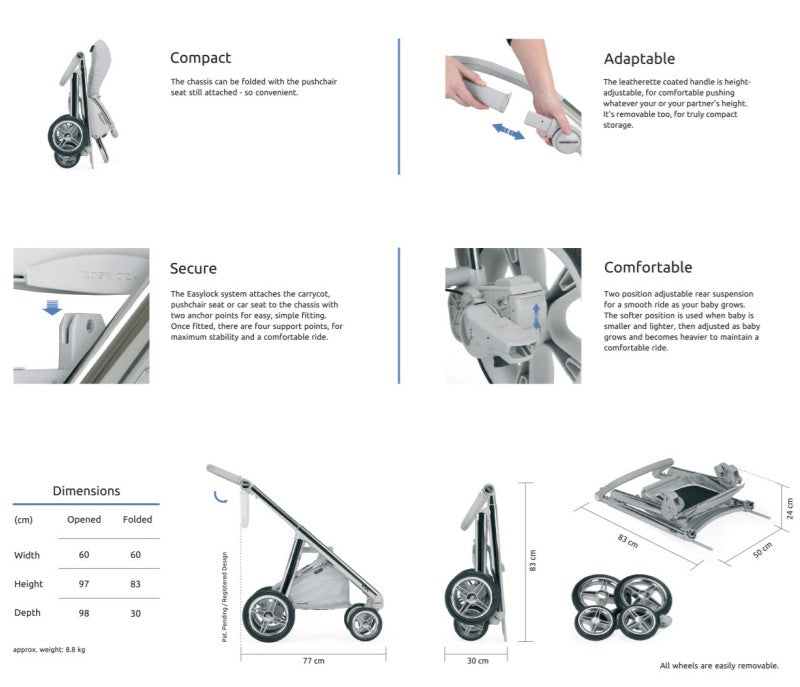 Modernes & leichtes Kinderwagen Gestell Via+ von Bebecar