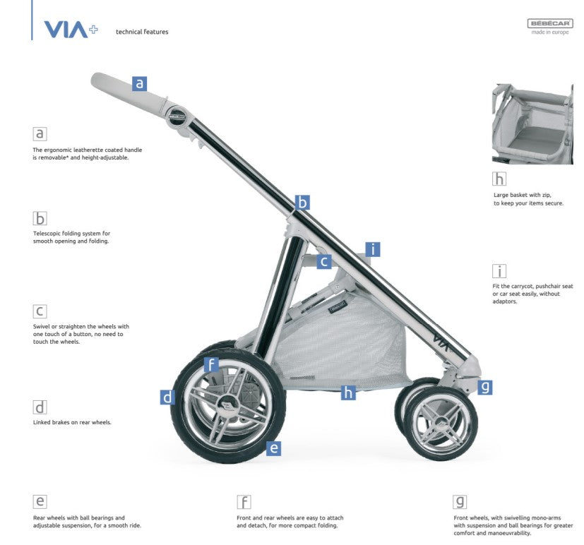 Modernes & leichtes Kinderwagen Gestell Via+ von Bebecar